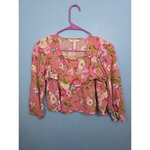 Matilda Jane Girls Size 12 Always Blooming Floral Pink Blouse Long Sleeve